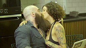 Tattooed rocker pounds his brunette girlfriend's huge ass and big clit relentlessly
