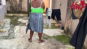 horny african landlady rides big cock tenant doggystyle creampie