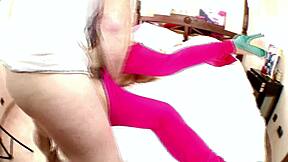 how deep can this brunette milf slut take cock bent over in fishnets and heels gaping wide?