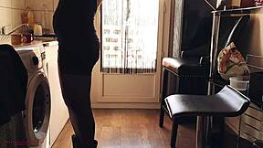 morning erection i pull out my huge cock behind step mother in law at the cafe for rough doggystyle creampie