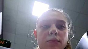 young teen with big ass and tits masturbates to extreme squirting orgasm in public gym