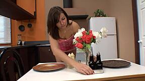 petite brunette teen melanie scott fucked hard kitchen counter blowjob