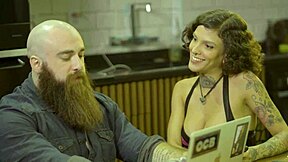 Tattooed rocker pounds his brunette girlfriend's huge ass and big clit relentlessly