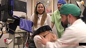 melany lopez the sexy latina nurse spreads ass cheeks for patient's intense backstage exam