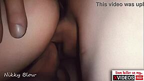 closeup bareback double penetration stretches pussy wide