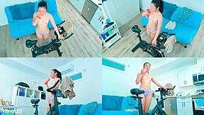 18not20's Athletic Body Sweats on Long Exercise Bike Ride