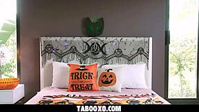 Cory Chase and Melanie Hicks star in hot step-family Halloween anal threesome