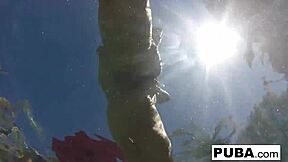 olivia's big tits tease poolside before solo pussy play heats up