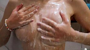 Skinny brunette Selina Imai watches cum leak from her tight pussy after creampie pullout