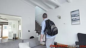 fetish teen freed from bonds to suck monster cock and fuck rough