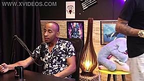 black stud's sensual moments tease through sheer red in cast