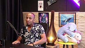 black stud's sensual moments tease through sheer red in cast