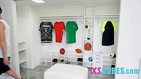 coach spies petite teen slut pussy licked fucked hard by team