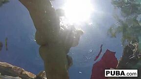 olivia's big tits tease poolside before solo pussy play heats up