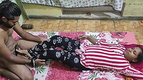 horny indian babe's natural tits drenched in huge jizz load