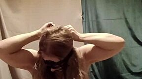 My humiliated slave in body licks dirty toilet during self bondage session