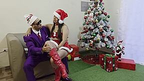 stepdad unwraps curvy stepdaughter's big ass for christmas homemade pounding