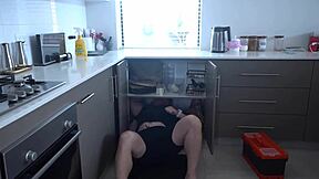 Milf Stepmom Blows Handyman Stepson! Then Rides to Creampie Explosion