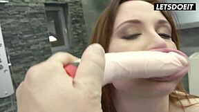 BUBBLE BUTT EVA BERGER GAGS ON COCK THEN GAPS ASS!