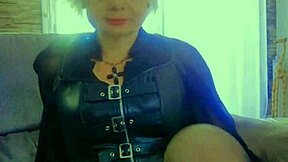damn, this mature slut loves teasing in leather lingerie and panties compilation!
