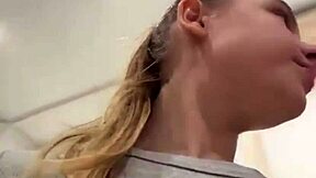 Crazy Blonde Teen Fingers Shaved Pussy to Orgasm Close-Up in Public Outdoor Webcam Show!