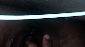 ebony babe fingers pussy squirts sits in juicy mess