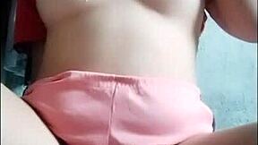 Tiny filipina slut teases perky tits pussy on cam to orgasm