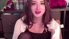 Crossdressing Japanese Ladyboy Chika Nets Cock for Live Masturbation Show