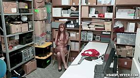 shaved teen pussy slammed by huge rod in shop doggystyle