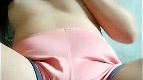 Tiny filipina slut teases perky tits pussy on cam to orgasm