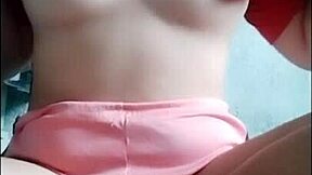 Tiny filipina slut teases perky tits pussy on cam to orgasm