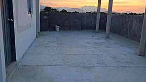 submissive latina milf dominated on rooftop with facial blowjob golden shower