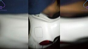 Latina milf flashes big tits in car, bends for neighbor's huge cock doggystyle creampie while cuckold husband watches