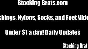 Lesbian Roommates in Dorm Tease Feet in Stockings Before SUCKING TOES and FOOTJOB Sex Play