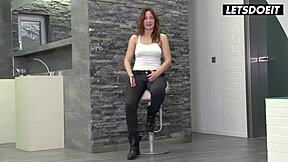 BUBBLE BUTT EVA BERGER GAGS ON COCK THEN GAPS ASS!