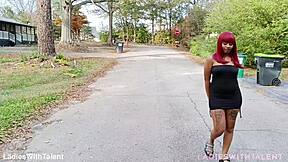 Pretty girl in sexy dress poses outdoors by impala car