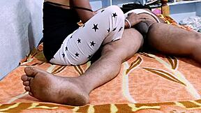 desihotcouple indian wife gives bedroom handjob blowjob and footjob close up