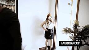 redhead penny pax milf slurps bbc as cuck husband watches tied