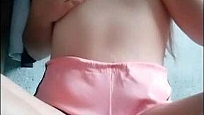 Tiny filipina slut teases perky tits pussy on cam to orgasm