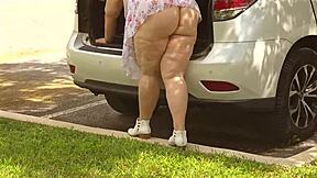 Busty BBW Maid Flashes Juicy Fat Ass Pussy