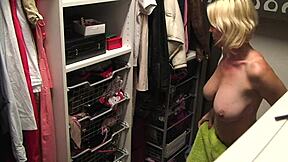 Naughty Mature Blonde Housewife Moans Wild In Dressing Room Changing Orgasm