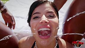 Sara Retalis endures exotic piss double penetration BBC gangbang