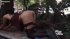 crazy chilanga teen flashes ass on coyoacan streets hikes thong begging for street cock