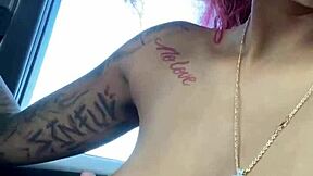 i got so horny watching her kiss her boyfriend i flashed my hairy pussy