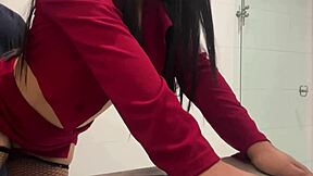 caught my curvy mother-in-law peeing then wrecked her tight pussy rough