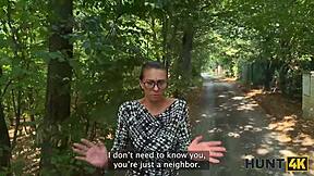 Hunt4k. Tattooed Shaved Blonde Girlfriend Cuckolds Boyfriend With Outdoor Forest Pickup Fuck