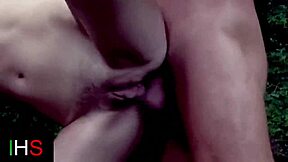 i watched this slutty brunette take double cocks in pussy and ass outdoors