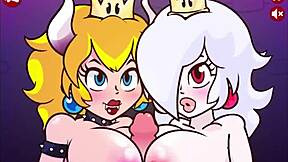 Bowsette and boosette crave threesome pov with hard cocks cumming everywhere