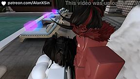 OMG Two Pretty Girls Ride My Dick in Roblox Condo!