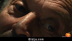 Grandpa bends short-haired teen over for doggystyle halloween pounding